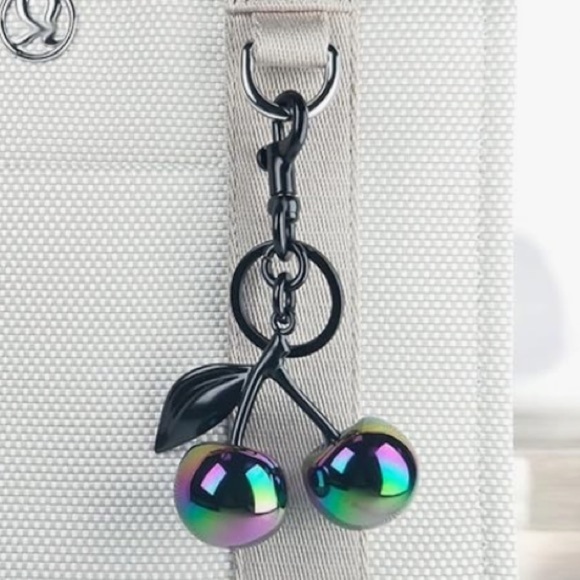 Iridescent purple Cherry Keychain purse charm accessories - Picture 2 of 2